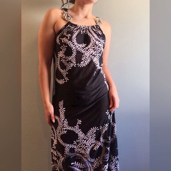 MT Collection Black White Maxi Dress Small - Picture 2 of 9